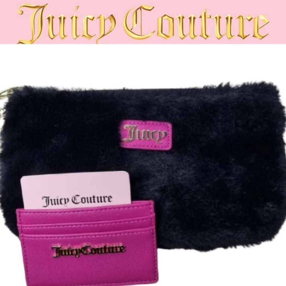 Juicy Couture Faux Fur Wristlet & Keychain Wallet